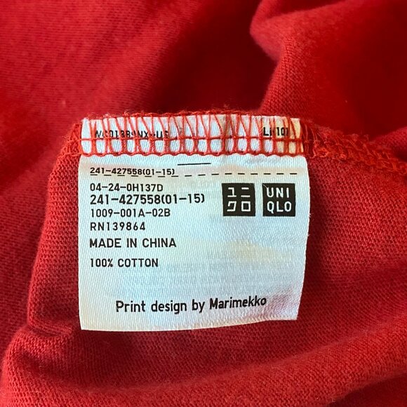 Marimekko x UNIQLO Womens Long Sleeve Red Dot Tunic Top Kivet Dropped Shoulder - Picture 9 of 10